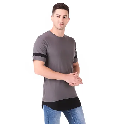 Flag Buy Men's & Solid Drop Cut Streetwear T-Shirt