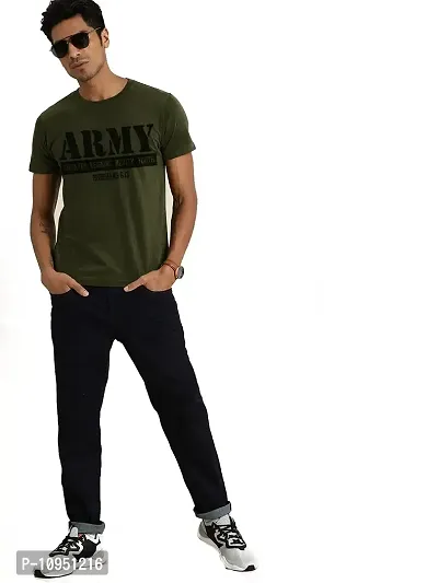 Red Flag Men's Regular Fit Printed T-Shirt (Olive Green, XL)-thumb2