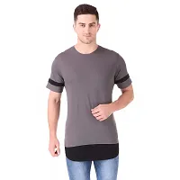 Red Flag Buy Men's Charcoal Grey & Black Solid Cotton Drop Cut Streetwear T-Shirt-thumb1