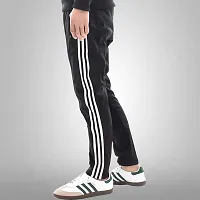 Stylish Black Cotton Blend Striped Regular Track Pant For Men-thumb2