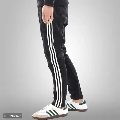 Stylish Black Cotton Blend Striped Regular Track Pant For Men-thumb3