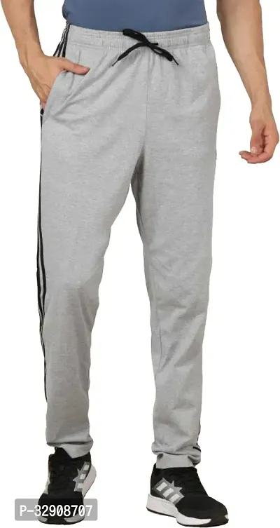 Stylish Grey Cotton Blend Solid Regular Track Pant For Men-thumb0