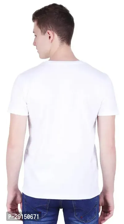 Classic White Polyester Printed Round Neck Tees For Men-thumb2