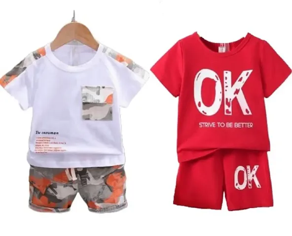 Elegant Cotton Printed T-Shirts With Shorts For Kids