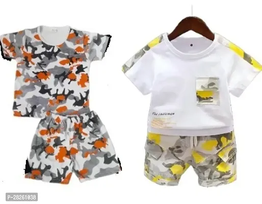 Elegant Cotton Printed T-Shirts with Shorts For Kids- Pack Of 2-thumb0