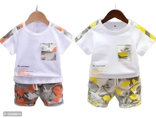 Elegant Cotton Printed T-Shirts with Shorts For Kids- Pack Of 2