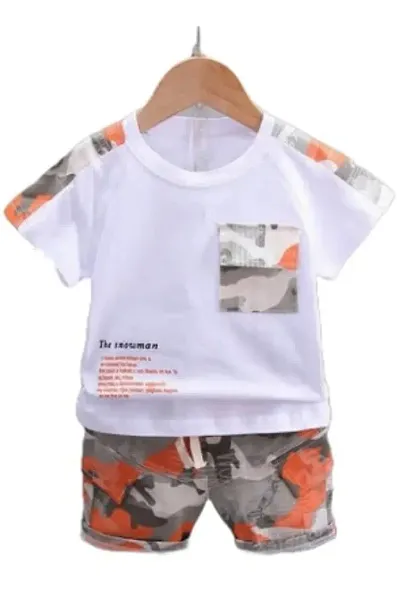 Elegant Cotton Printed T-Shirts with Shorts For Kids