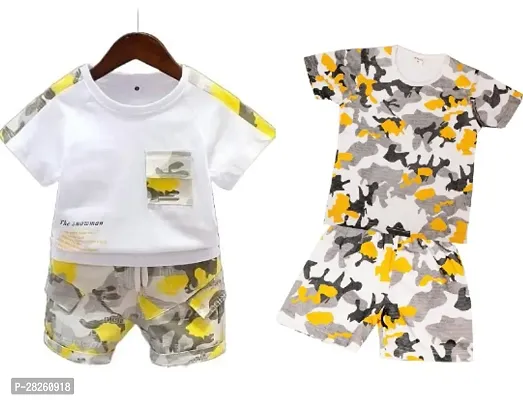 Elegant Cotton Printed T-Shirts with Shorts For Kids- Pack Of 2