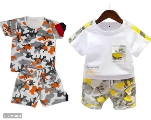 Elegant Cotton Printed T-Shirts with Shorts For Kids- Pack Of 2-thumb0