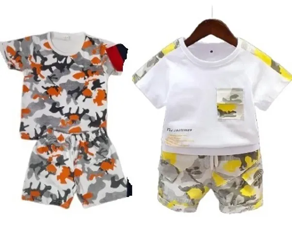 Elegant T-Shirts with Shorts For Kids- Pack Of 2