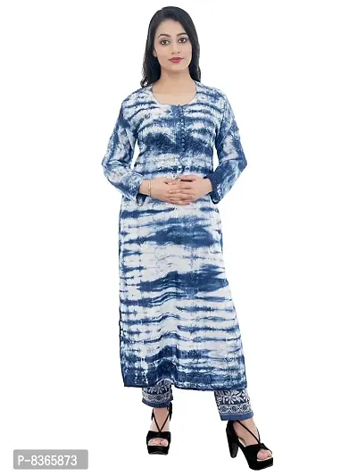 Zari Women's Cotton Straight Kurta (20014_Blue)-thumb0