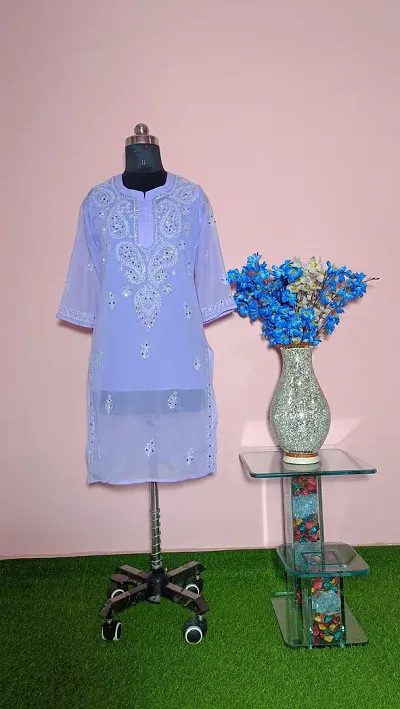 Stylish Georgette Embroidered Kurta with Inner