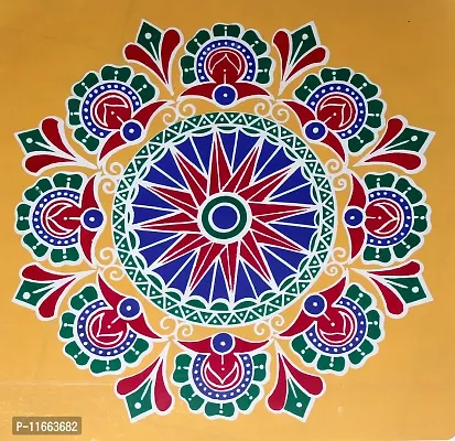 Rangoli Kolam Vinyl Stickers Self Adhesive Waterproof Floor Rangoli Stickers Multicolour,Pack of 2 kolam Sticker Rangoli Colours Floor Rangoli-thumb2