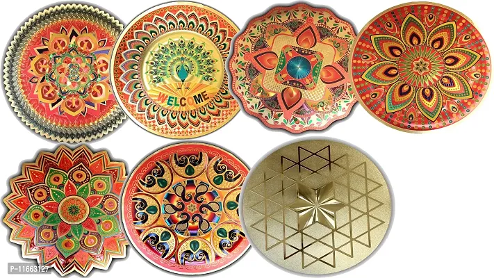 ABS HERBALS : Rangoli Sticker, kolam Sticker for: Wall, Tile, Floor, Wood, Steel Sticker [20x20 INCH] [Gold] [Modal :GBB1]