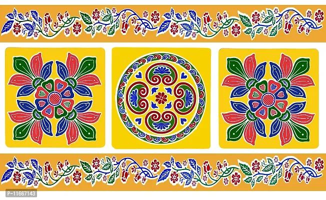 ABS HERBALS : Rangoli Sticker, kolam Sticker for: Wall, Tile, Floor, Wood, Steel Sticker [12 x 30 INCH ] [Color] [Modal : CS3P2]