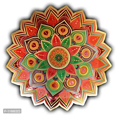 ABS HERBALS : Rangoli sticker, kolam sticker For: Wall, Tile, Floor, Wood, steel sticker [10x10 INCH 2PIC] [GOLD] [Modal :GM2]-thumb4