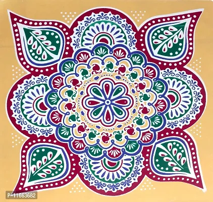 Rangoli Kolam Vinyl Stickers Self Adhesive Waterproof Floor Rangoli Stickers Multicolour,Pack of 2 kolam Sticker Rangoli Colours Floor Rangoli