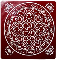 ABS HERBALS : Rangoli sticker, kolam sticker For: Wall, Tile, Floor, Wood, steel sticker [10x10 INCH 8PIC] [MEROON] [Modal : MM8PIC]-thumb1