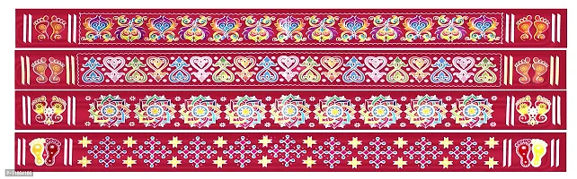 ABS HERBALS : Rangoli sticker, kolam sticker For: Wall, Tile, Floor, Wood, steel sticker [2x30 INCH 4PIC] [RED] [Modal :RP4]