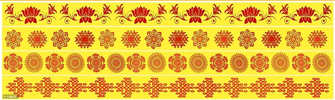 ABS HERBALS : Rangoli sticker, kolam sticker For: Wall, Tile, Floor, Wood, steel sticker [2x30INCH 4 PIC] [YELLO] [Modal :YP4]