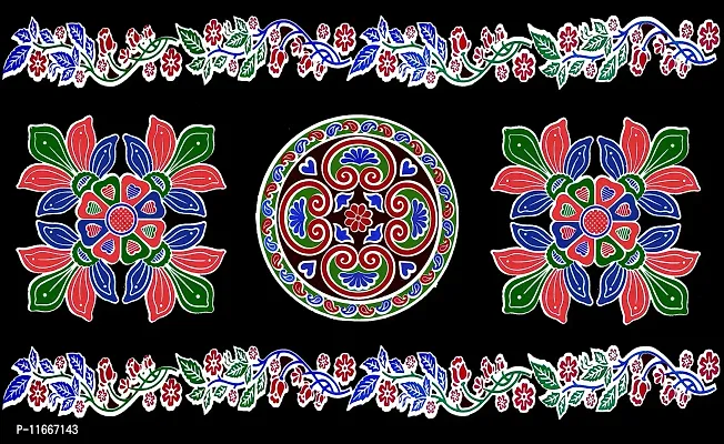 ABS HERBALS : Rangoli Sticker, kolam Sticker for: Wall, Tile, Floor, Wood, Steel Sticker [12 x 30 INCH ] [Color] [Modal : CS3P2]-thumb2