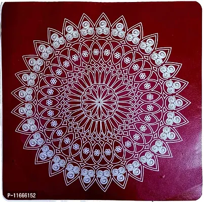 ABS HERBALS : Rangoli sticker, kolam sticker For: Wall, Tile, Floor, Wood, steel sticker [10x10 INCH 8PIC] [MEROON] [Modal : MM8PIC]-thumb3