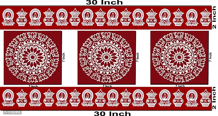 ABS HERBALS Self Adhesive Waterproof Rangoli Home Pooja Room Floor Sticker Rangoli mat padi kolam Floor Sticker 5 pic MS3P2-thumb2