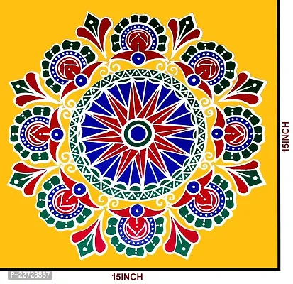 ABS HERBALS : Rangoli Sticker, kolam Sticker for: Wall, Tile, Floor, Wood, Steel Sticker [15x15inch 2PACK]-thumb5