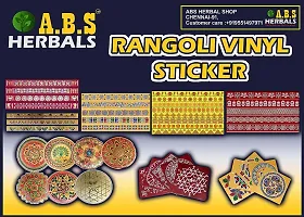 ABS HERBALS : Rangoli Sticker, kolam Sticker for: Wall, Tile, Floor, Wood, Steel Sticker [15x15inch 2PACK]-thumb1