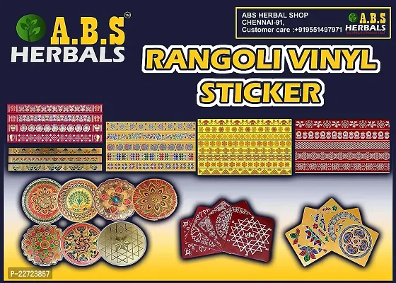 ABS HERBALS : Rangoli Sticker, kolam Sticker for: Wall, Tile, Floor, Wood, Steel Sticker [15x15inch 2PACK]-thumb2