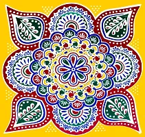 ABS HERBALS : Rangoli Sticker, kolam Sticker for: Wall, Tile, Floor, Wood, Steel Sticker [15x15inch 2PACK]-thumb2