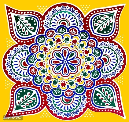 ABS HERBALS : Rangoli Sticker, kolam Sticker for: Wall, Tile, Floor, Wood, Steel Sticker [15x15inch 2PACK]-thumb3