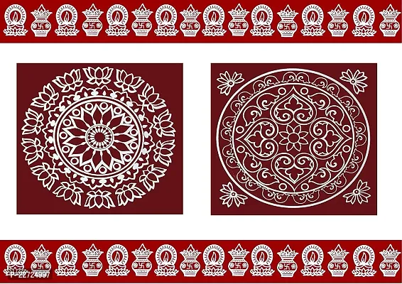 ABS HERBALS : Rangoli Sticker, kolam Sticker for: Wall, Tile, Floor, Wood, Steel Sticker [19x30inch 1PACK]