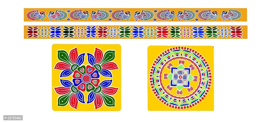 ABS HERBALS : Rangoli Sticker, kolam Sticker for: Wall, Tile, Floor, Wood, Steel Sticker [10x30inch 1PACK]