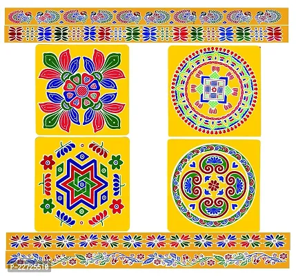 ABS HERBALS : Rangoli Sticker, kolam Sticker for: Wall, Tile, Floor, Wood, Steel Sticker [10x30inch 1PACK]-thumb0