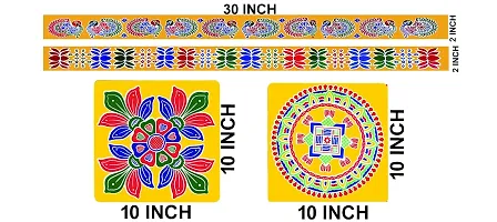 ABS HERBALS : Rangoli Sticker, kolam Sticker for: Wall, Tile, Floor, Wood, Steel Sticker [10x30inch 1PACK]-thumb3