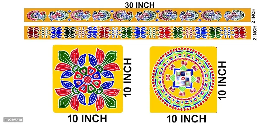 ABS HERBALS : Rangoli Sticker, kolam Sticker for: Wall, Tile, Floor, Wood, Steel Sticker [10x30inch 1PACK]-thumb4