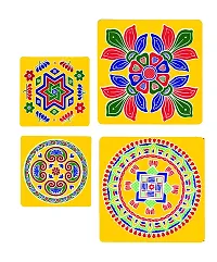 ABS HERBALS : Rangoli Sticker, kolam Sticker for: Wall, Tile, Floor, Wood, Steel Sticker [15x15inch 4PIC]-thumb3