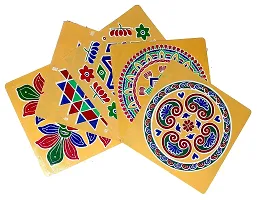 ABS HERBALS : Rangoli Sticker, kolam Sticker for: Wall, Tile, Floor, Wood, Steel Sticker [15x15inch 4PIC]-thumb1