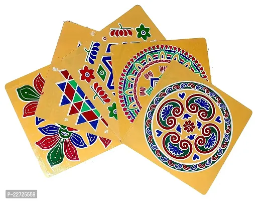 ABS HERBALS : Rangoli Sticker, kolam Sticker for: Wall, Tile, Floor, Wood, Steel Sticker [15x15inch 4PIC]-thumb2