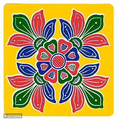 ABS HERBALS : Rangoli Sticker, kolam Sticker for: Wall, Tile, Floor, Wood, Steel Sticker [15x15inch 4PIC]-thumb5