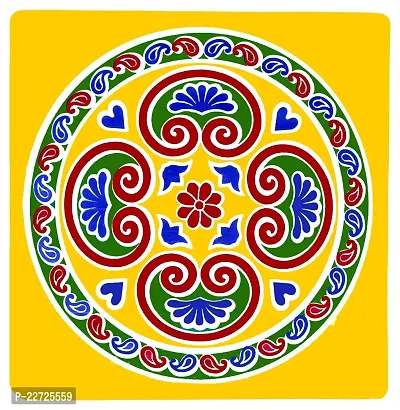 ABS HERBALS : Rangoli Sticker, kolam Sticker for: Wall, Tile, Floor, Wood, Steel Sticker [15x15inch 4PIC]-thumb3