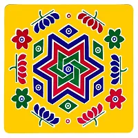 ABS HERBALS : Rangoli Sticker, kolam Sticker for: Wall, Tile, Floor, Wood, Steel Sticker [10x10inch 5PIC]-thumb1