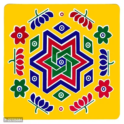 ABS HERBALS : Rangoli Sticker, kolam Sticker for: Wall, Tile, Floor, Wood, Steel Sticker [10x10inch 5PIC]-thumb2