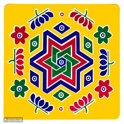 ABS HERBALS : Rangoli Sticker, kolam Sticker for: Wall, Tile, Floor, Wood, Steel Sticker [15x15inch 5PIC] [MEROON] [Modal :MM5PIC]-thumb4