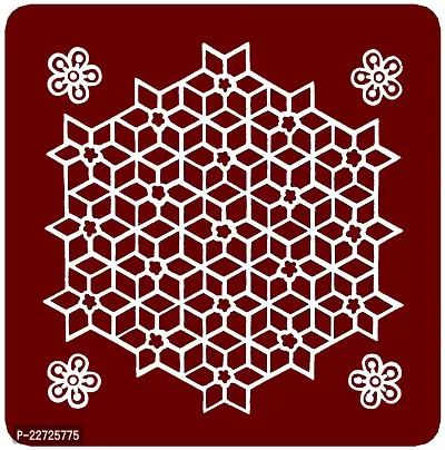 ABS HERBALS : Rangoli Sticker, kolam Sticker for: Wall, Tile, Floor, Wood, Steel Sticker [15x15inch 5PIC] [MEROON]-thumb4