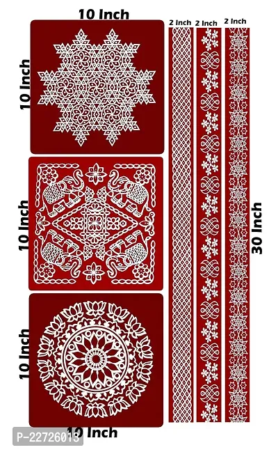 ABS HERBALS : Rangoli Sticker, kolam Sticker for: Wall, Tile, Floor, Wood, Steel Sticker [15x15inch 1PACK]-thumb5