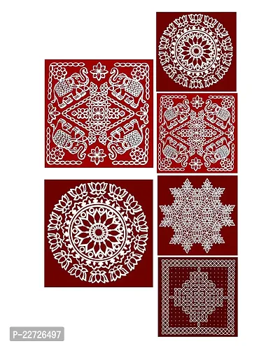 ABS HERBALS : Rangoli Sticker, kolam Sticker for: Wall, Tile, Floor, Wood, Steel Sticker [15x15inch 1PACK] [MEROON]-thumb4