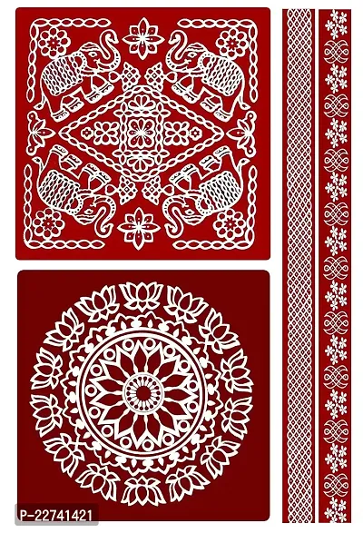 ABS HERBALS : Rangoli Sticker, kolam Sticker for: Wall, Tile, Floor, Wood, Steel Sticker [15x15inch 1PACK]-thumb0