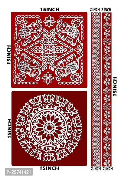 ABS HERBALS : Rangoli Sticker, kolam Sticker for: Wall, Tile, Floor, Wood, Steel Sticker [15x15inch 1PACK]-thumb4